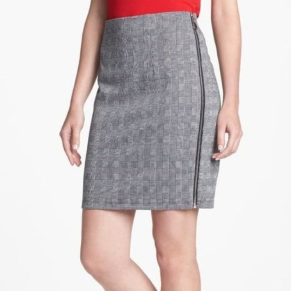 Vince Camuto check side zipper mini skirt women's size 2 (S13)
